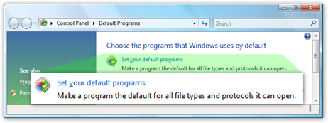 Windows Vista's Set Programs applet in Control Panel