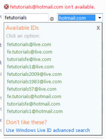 Choosing a Hotmail user name...